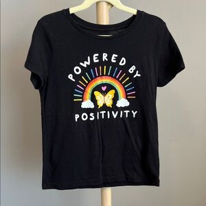 ⭐️⭐️ PICK 5 / $20 Old Navy Girl's Black 'Powered by Positivity' Tee Large 10/12